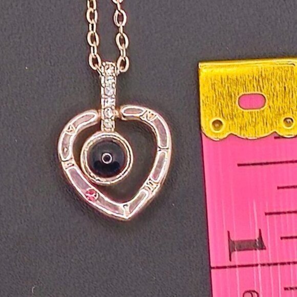 Rose Golden Heart-Shaped Pendant with Microprinting NWOT - Picture 5 of 8